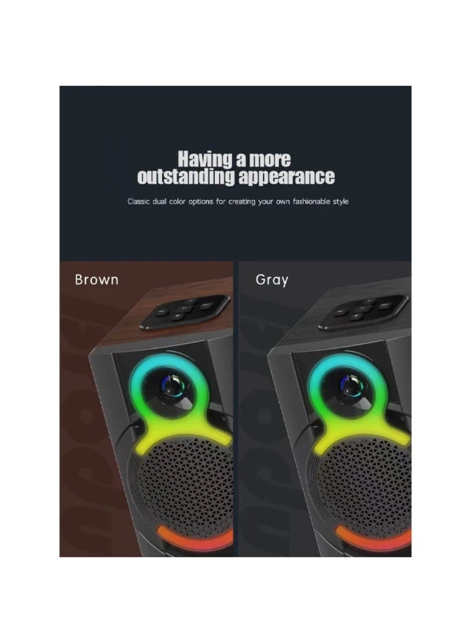 برودو مكبر صوت بلوتوث لاسلكي BTS-1825 بقوة 10 واط إضاءة RGB ملونة وتصميم خشبي محمول - Image 4